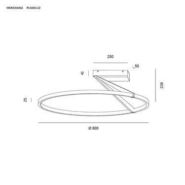 MERIDIANA lampada da parete/soffitto lamp 51W titanio dimmerabile